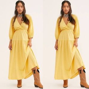 Free People Yellow Like Air Midi Maxi Dress